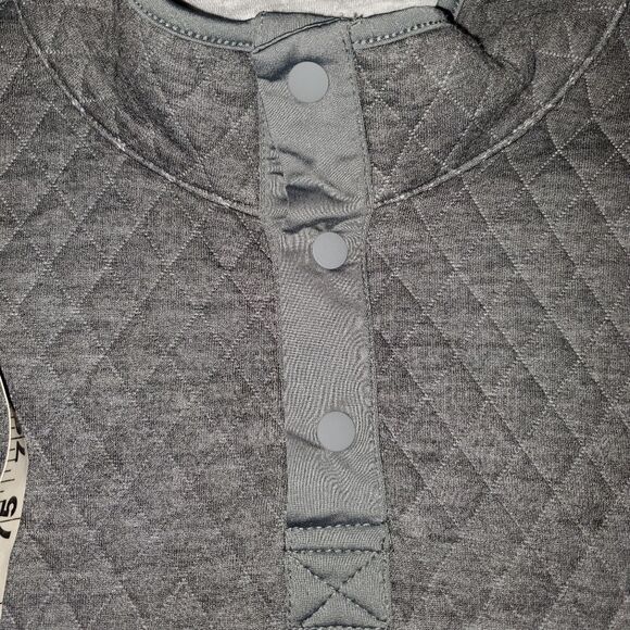 Marine Layer Corbet Quilted Reversible Mock Neck Pullover Long Sleeve Gray Large - Picture 7 of 13